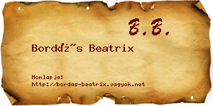 Bordás Beatrix névjegykártya